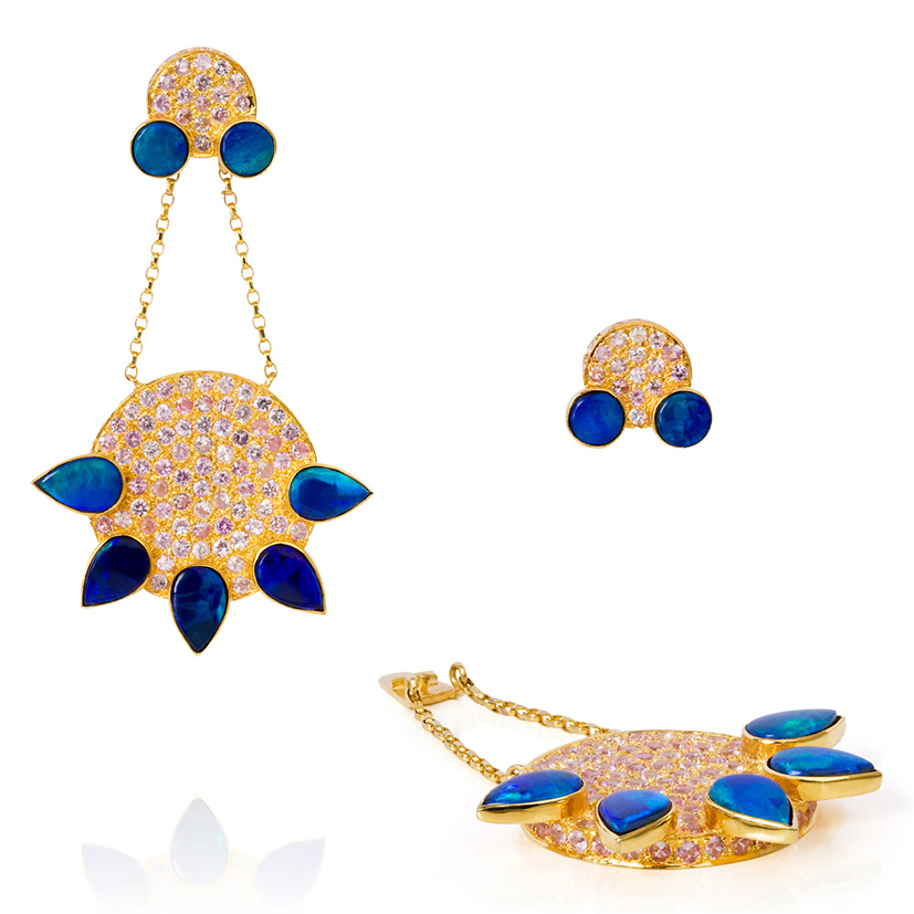 Eastern-Star-earrings-opal-pink-sapphires-18k-gold